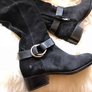Frye Kristen Harness Black Suede OTK Boot